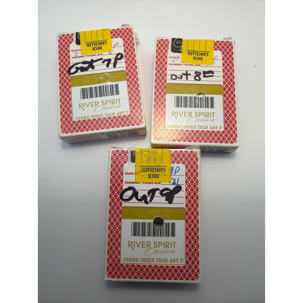 Aristocrat River Spirit Casino Canceled Playing Cards Jumbo Index 3 Decks Red